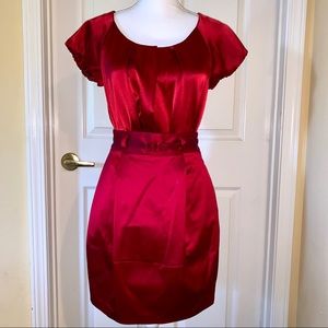 THEORY SATIN BLOUSE & BELTED SKIRT w/ POCKETS 2 pc